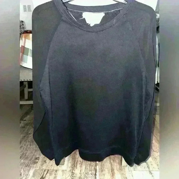 VINCE Camuto Black Sweatshirt With Sheer Long Sleeves Large - Picture 1 of 3